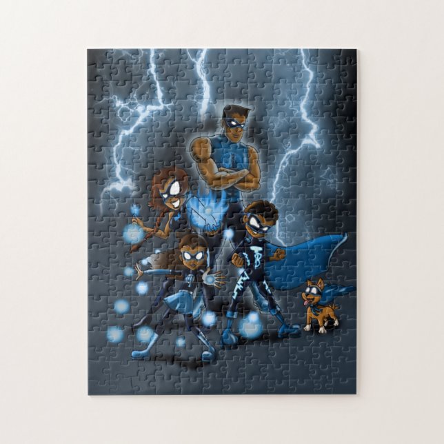 Puzzle Famille afro-américaine de superhéros (Vertical)