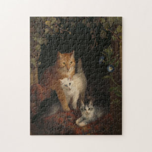 Puzzle Famille de chats Art médiéval Vintage