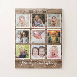Puzzle Famille de collages photo Rustic Wood 9