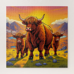 Puzzle Famille de vaches Highland