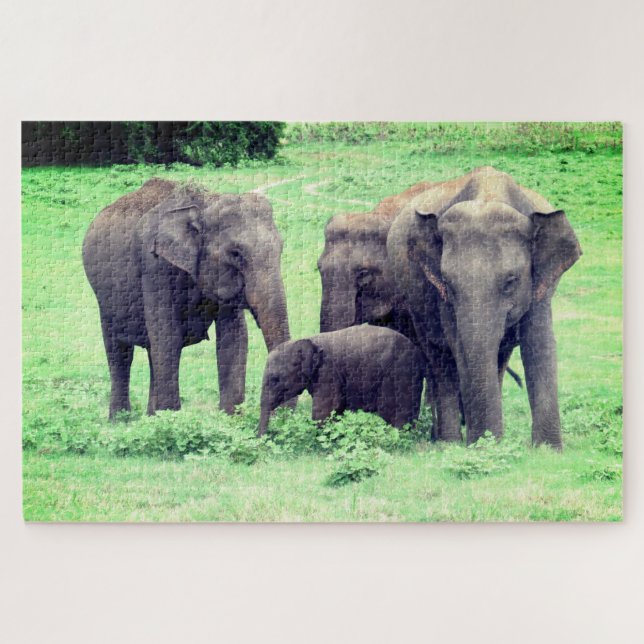Puzzle famille des éléphants (Horizontal)