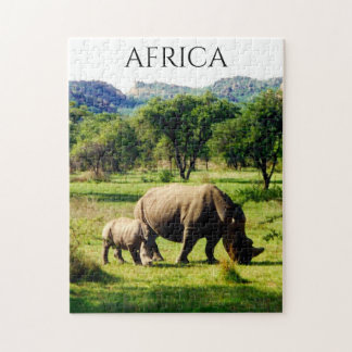 Puzzle famille des rhinocéros africains