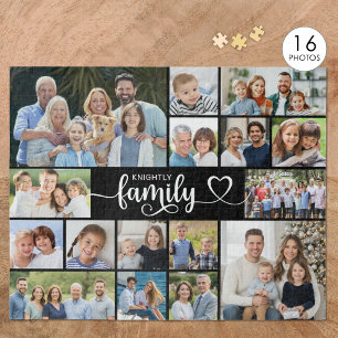 Puzzle Famille Moderne 16 Collage de Photos Script Cœur