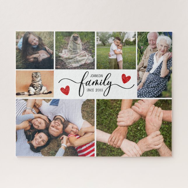 Puzzle Famille souvenirs 7 photos collage texte manuscrit (Horizontal)