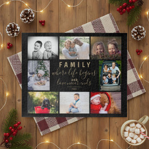 Puzzle Family 8 Photo Collage Script moderne