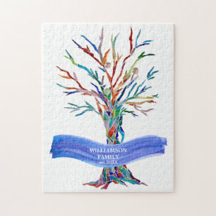 Puzzle Family Name Modern Tree