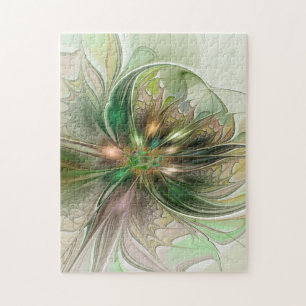 Puzzle Fantaisie Abstraite Moderne Fleur Fractale Colorée