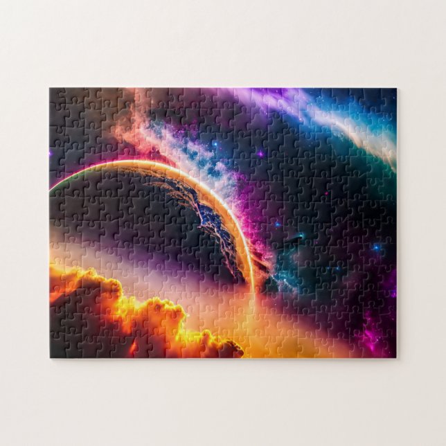 Puzzle Fantastique nuages colorés et paysage planétaire (Horizontal)