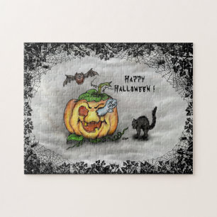 Puzzle Fantôme, Chat, Chat et Citrouille, Bonne Halloween