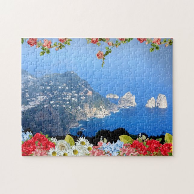 Puzzle Faraglioni rochers île de Capri, Italie avec des f (Horizontal)