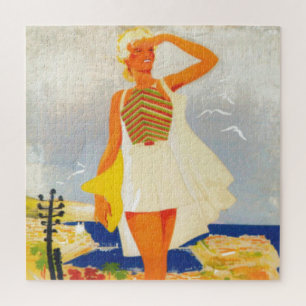 Puzzle Fashion Girl Monte Carlo Beach Travel Art