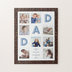 Puzzle Faux Brown cadre en cuir papa photo Collage