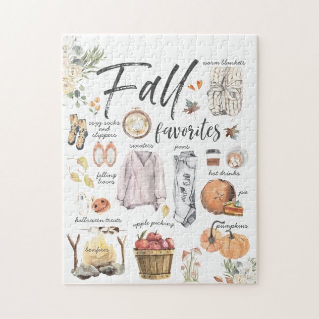 Puzzle Favoris d'automne branchés| Illustrations d'aquare (Vertical)