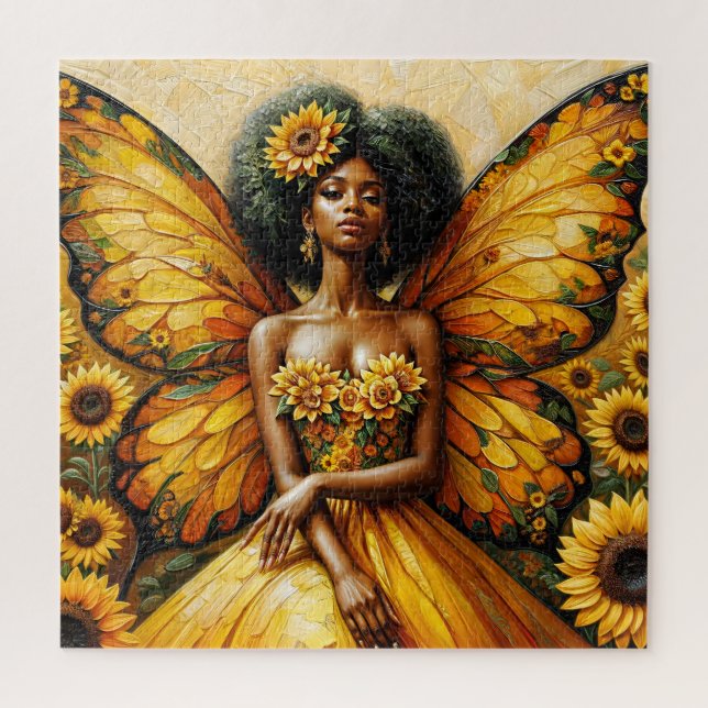 Puzzle Fée Africaine Avec Fleurs De Soleil (Vertical)