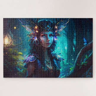 Puzzle Fée de forêt créatures magiques lumineuses papillo
