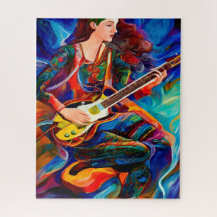Puzzle Femme Abstraite Jouer de la guitare Musique art