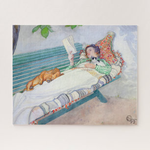 Puzzle Femme allongée sur un banc par Carl Larsson