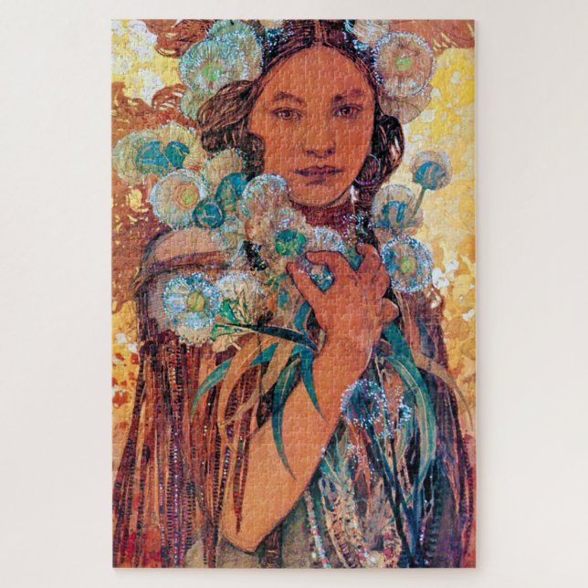 Puzzle Femme amérindienne, Mucha (Vertical)
