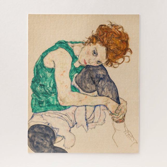Puzzle Femme assise avec genou blond par Egon Schiele (Vertical)