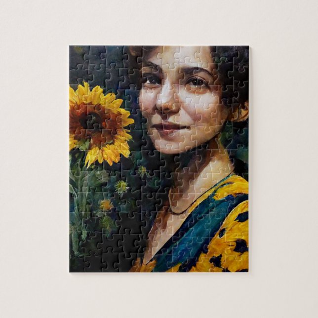 Puzzle Femme au tournesol (Vertical)
