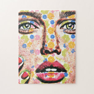 Puzzle Femme au visage tatoué de fleurs