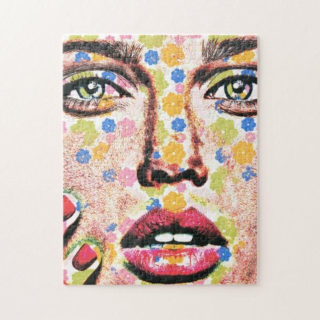 Puzzle Femme au visage tatoué de fleurs (Vertical)