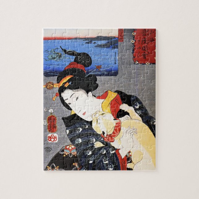 Puzzle Femme avec chat (Vertical)
