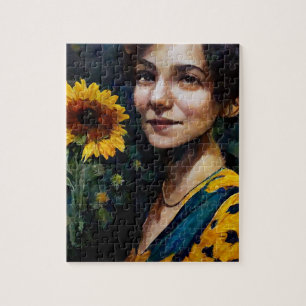 Puzzle Femme avec tournesol