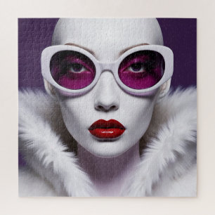 Puzzle Femme blanche avec lentilles violettes