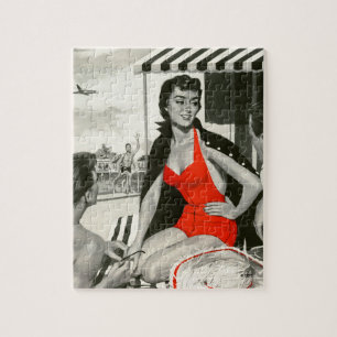 Puzzle Femme chaude rouge