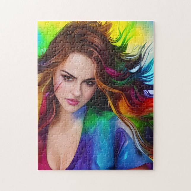 Puzzle Femme couleur aquarelle (Vertical)