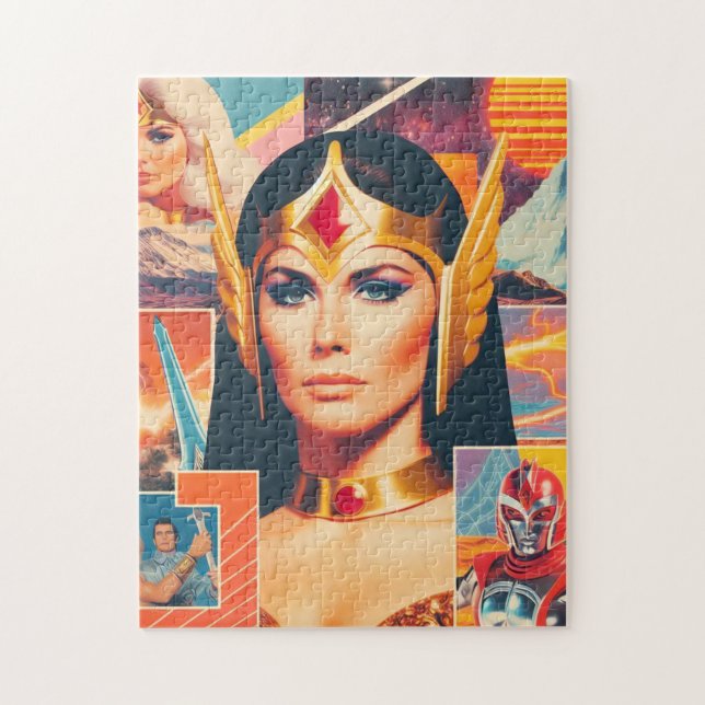 Puzzle Femme de guerrière de science-fiction Retrowave (Vertical)