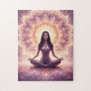 Puzzle Femme de méditation mandala lumineuse Nom personna