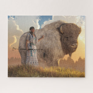 Puzzle Femme de veau de buffle blanc