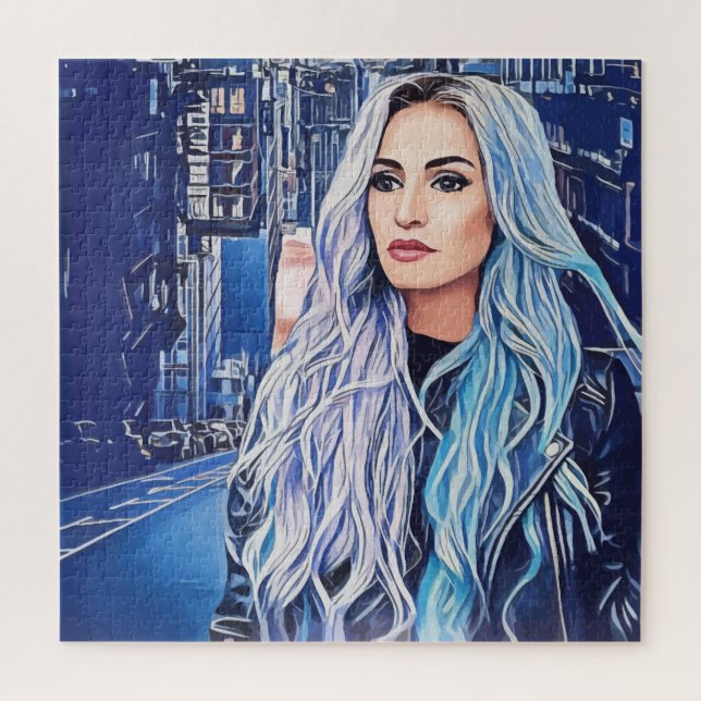 Puzzle Femme En Ville Surreal Art Abstrait (Vertical)
