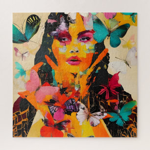 Puzzle Femme et papillons Médias mixtes