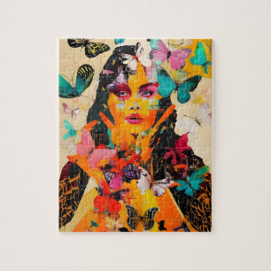 Puzzle Femme et papillons Médias mixtes