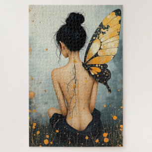 Puzzle Femme fantaisiste abstraite et papillon