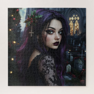 Puzzle Femme gothique dans l'église de Noël