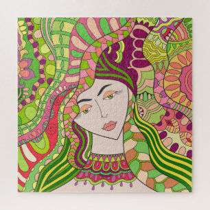 Puzzle Femme Imaginaire : Printemps Abstrait Folk.