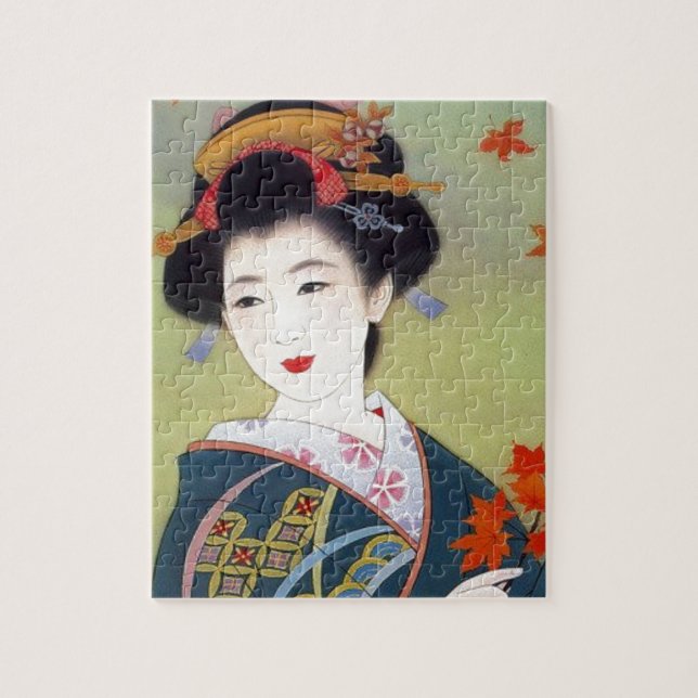 Puzzle Femme japonaise dans le kimono bleu (Vertical)
