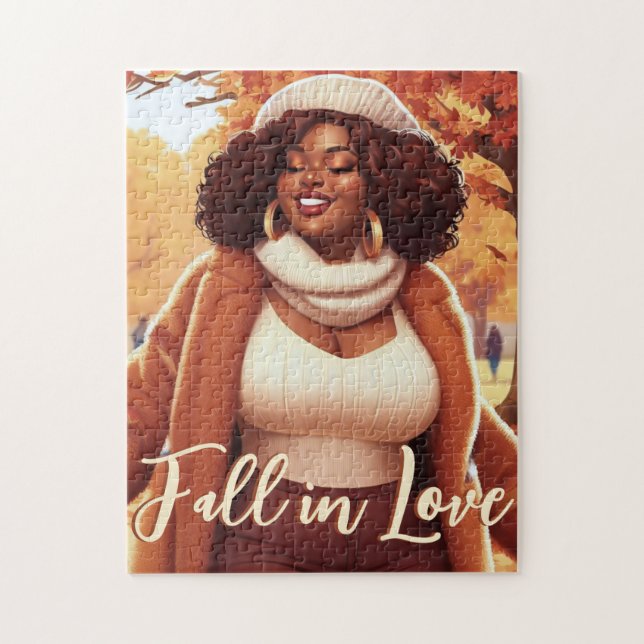 Puzzle Femme noire curvy Bliss de chute (Vertical)