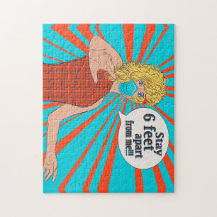 Puzzle Femme rétro pop art en masque facial