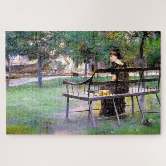 Puzzle Femme sur un banc (par Edwin Austin Abbey) (Horizontal)