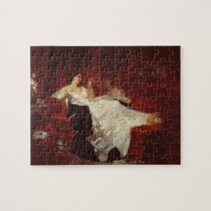 Puzzle Femme sur un sofa rouge