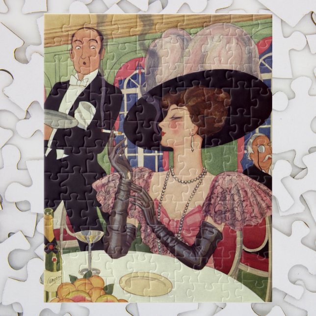 Puzzle Femme vintage Fumer Cigarette Boire Champagne (Créateur téléchargé)