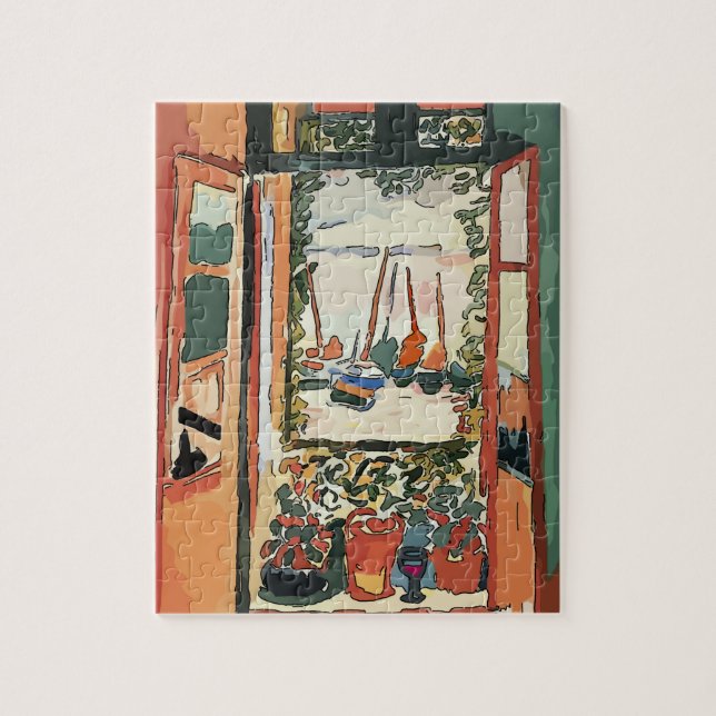 Puzzle Fenêtre Abstraite avec verre à vin (Vertical)