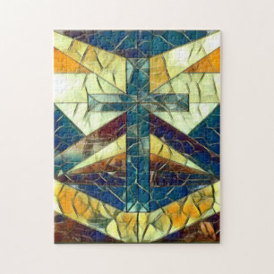 Puzzle Fenêtre de croix en verre tendu