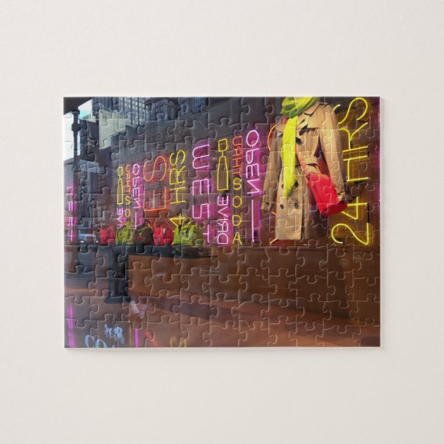 Puzzle Fenêtre du grand magasin Neon Lights New York NYC (Horizontal)
