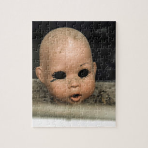 Puzzle Fenêtre sale de tête vintage de poupée de bébé de
